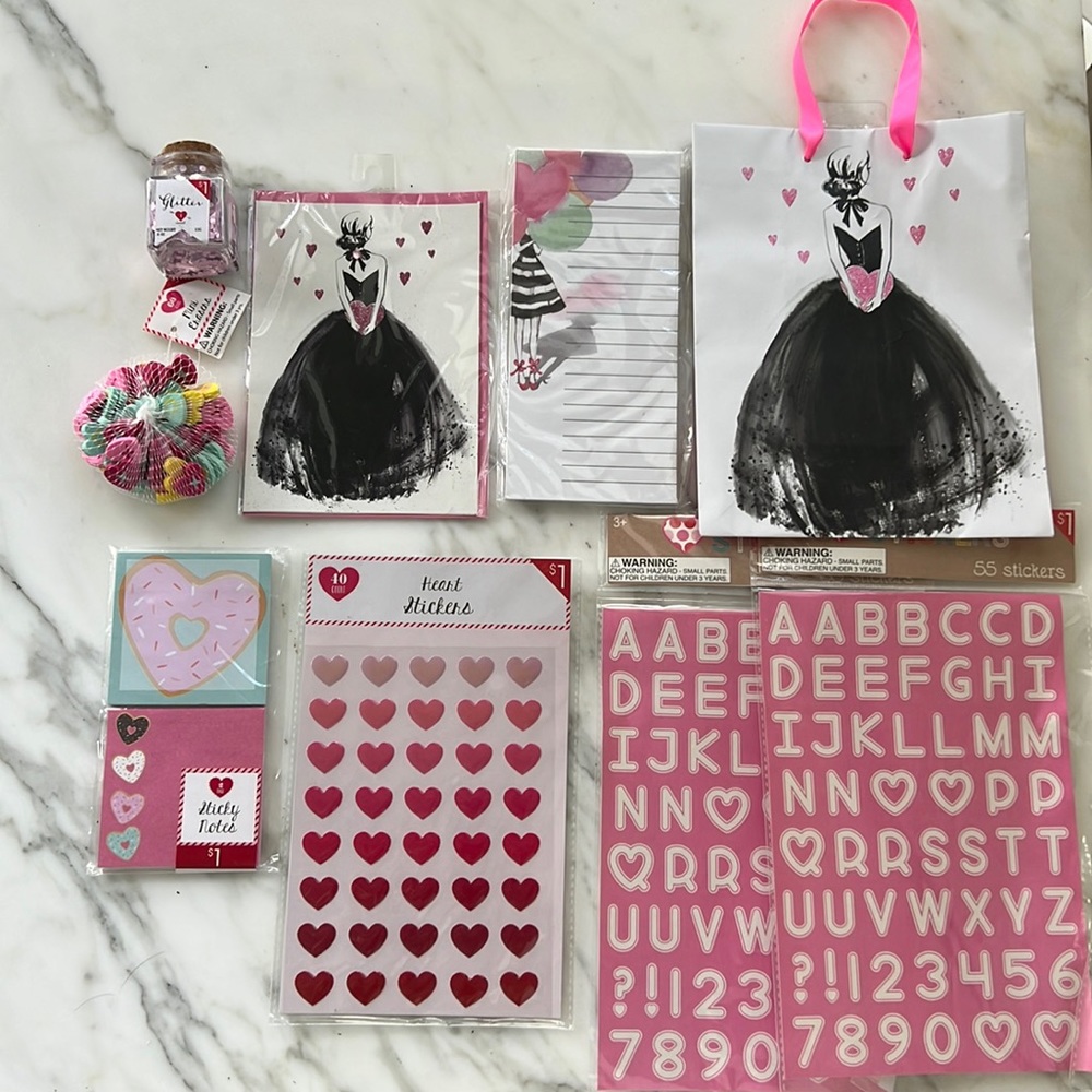 Valentines Hearts stationary gift bag Rare